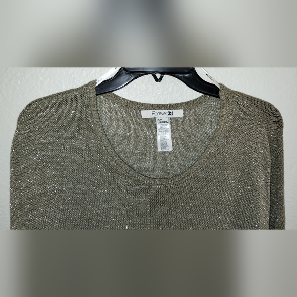 CUTE SWEATER-TYPE TOP ~ SIZE SMALL ~ BROWN WITH GOLD FLECKS ~ LIGHTWEIGHT FABRIC - Picture 4 of 8